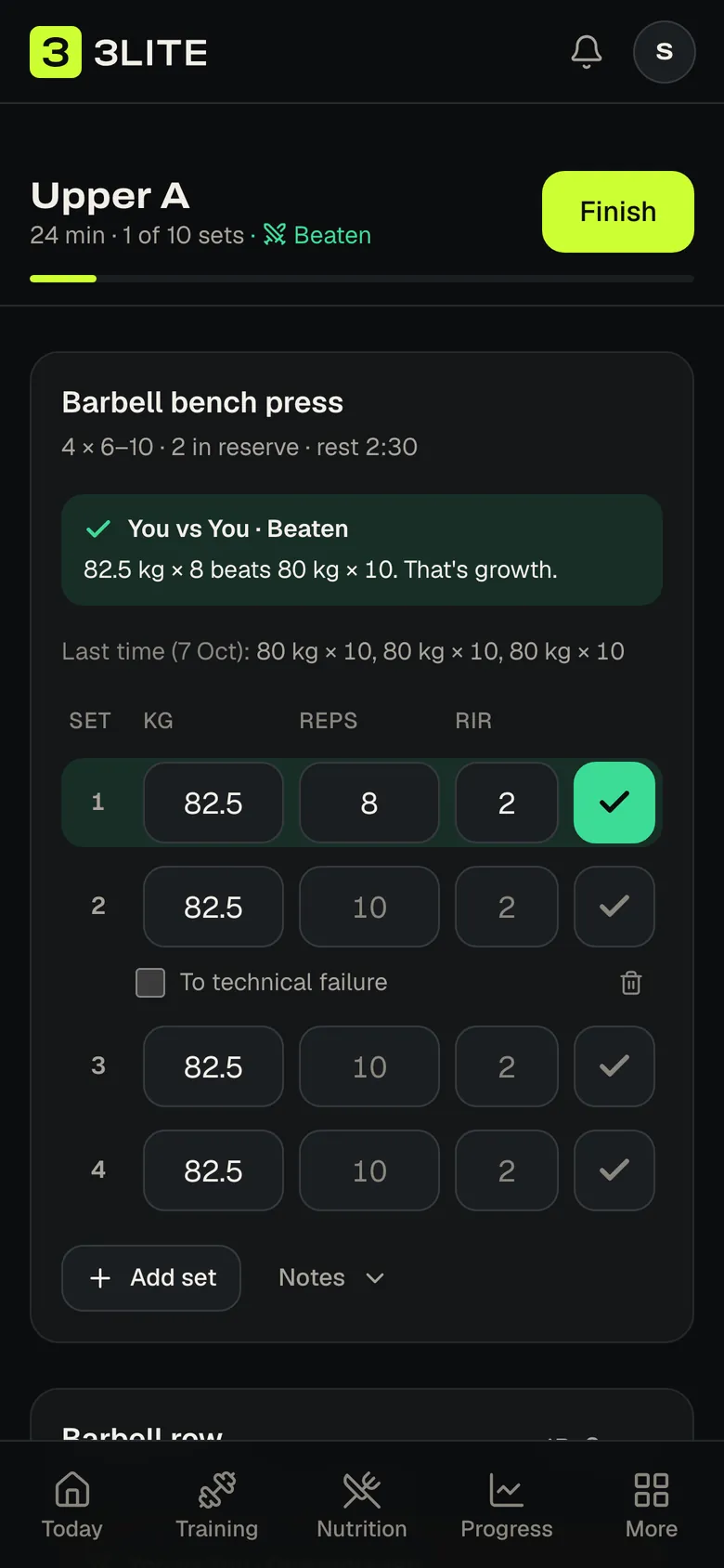 Logging sets in 3Lite, which saves on the phone without signal, on a phone